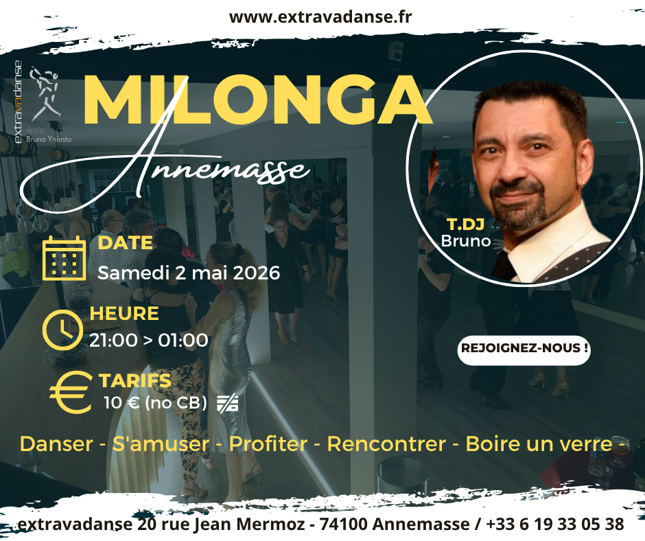 Milonga mensuelle samedi 2 mai et 6 juin
