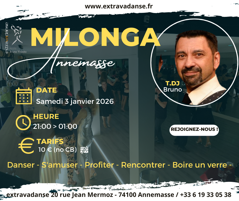 Milonga mensuelle samedi 3 janvier 2026